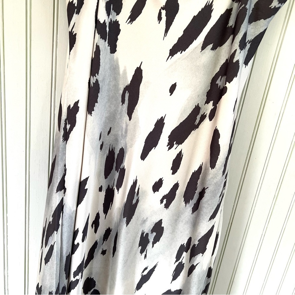 Express Cowl Neck Satin Sleeveless Slip Dress Midi nwot White Animal Print - Picture 4 of 6